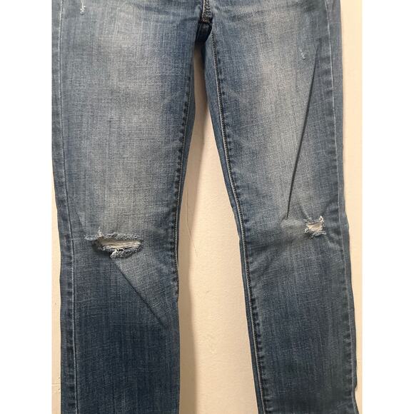 American Eagle Distressed Skinny Stretch Ripped Knees Blue Jeans Size 2 - Picture 5 of 13